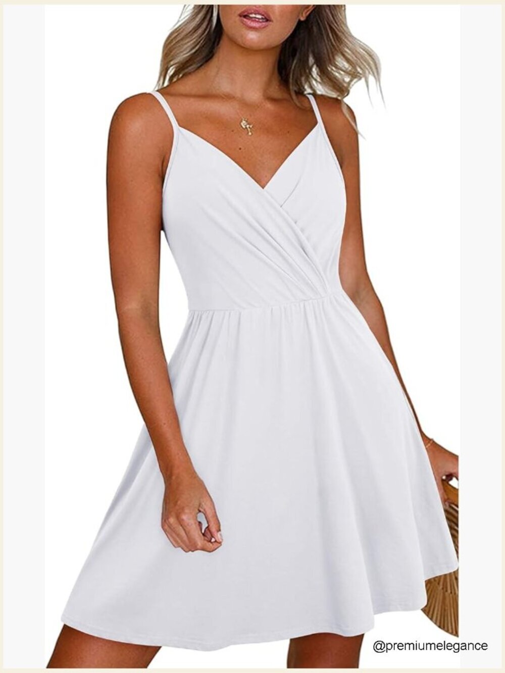 Summer Swing Sundress with Pockets, Spaghetti Strap V-Neck Casual Dress